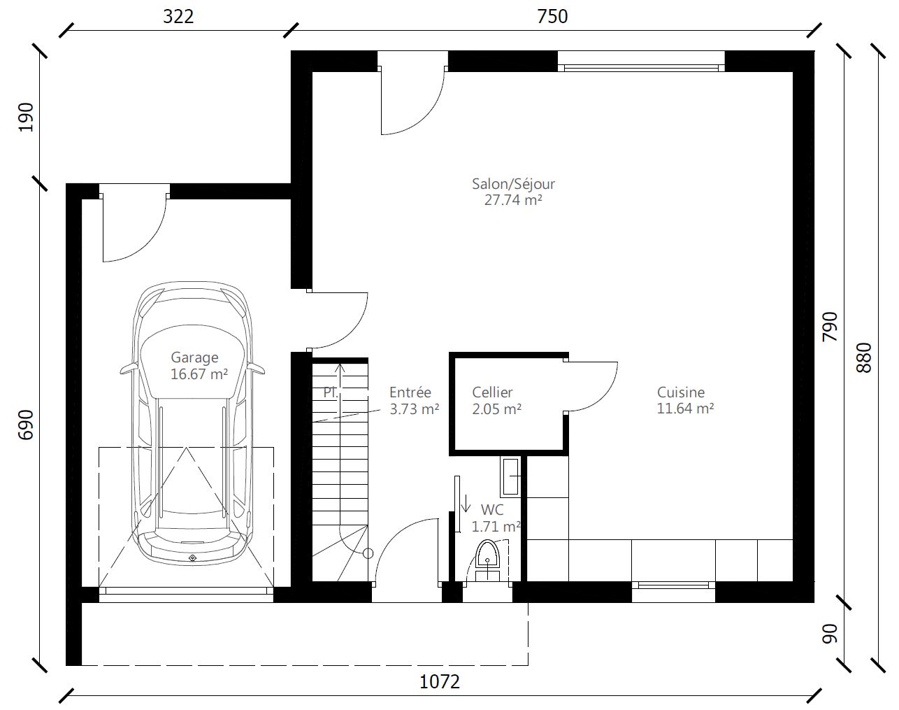 Le premier plan de la maison (esquisse)